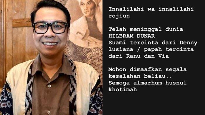 Kabar duka tengah datang dari dunia entertainment, presenter Hilbram Dunar meninggal dunia pada Minggu (31/3/2023) pukul 00.39 WIB dini hari.