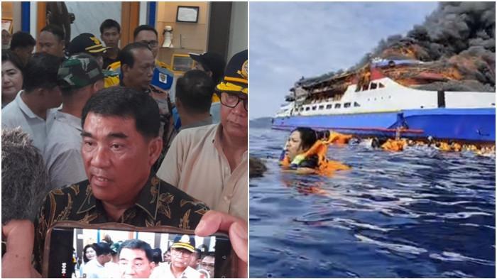 KEBAKARAN KAPAL - Kapal KM Barcelona VA dengan rute Talaud-Manado terbakar di perairan Talise, Kecamatan Likupang Barat, Minahasa Utara, Sulawesi Utara (Sulut), Minggu (20/7/2025). 3 orang meninggal dunia