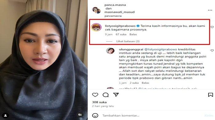 Kapolri mengomentari postingan dari Masnawati Masud, Rabu (10/1/2024)