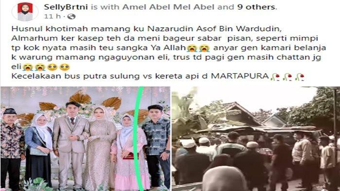Kesedihan keluarga korban tewas kecelakaan bus bus Putra Sulung ditabrak kereta api.
