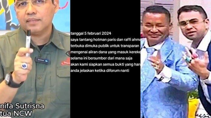 Ketua Umum National Corruption Watch (NCW) Hanifa Sutrisna tantang balik pengacara Hotman Paris dan Raffi Ahmad usai bongkar dugaan pencucian uang.