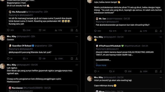 Kiky Saputri mendadak membuat cuitan tentang kekecewaan setelah tayangan roasting Ganjar Pranowo banyak di-cut