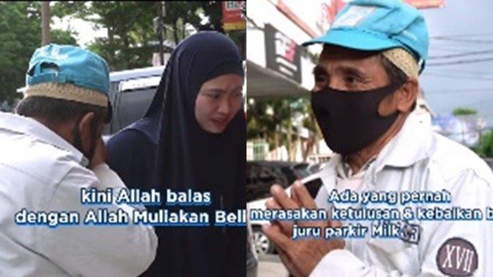 Indah Cristian beri hadiah umrah gratis ke tukang parkir lansia yang viral.