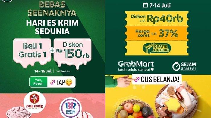 Kode promo Grab Indonesia yang menawarkan diskon hari ini, Jumat (14/7/2023). Dalam rangka hari ice cream sedunia, Grab memberikan promo dan diskon