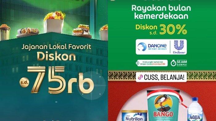 Kode promo Grab Indonesia yang menawarkan diskon hari ini, Senin (11/9/2023).Diskon atau cashback hingga 95 persen untuk transaksi.