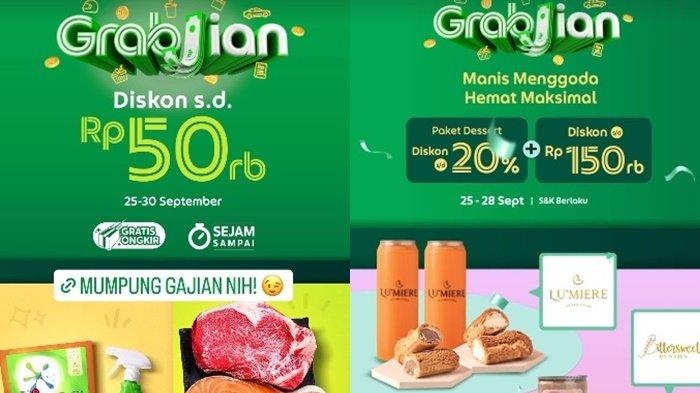 Kode promo Grab Indonesia yang menawarkan diskon hari ini, Senin (25/9/2023). Di momen hari gajian, Grab memberikan promo 'Jor-joran' disemua layanan