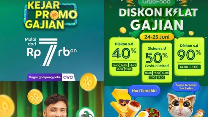 Kode promo Grab Indonesia yang menawarkan diskon hari ini, Senin (26/6/2023). Grab menawarkan promo disetiap tanggal gajian.