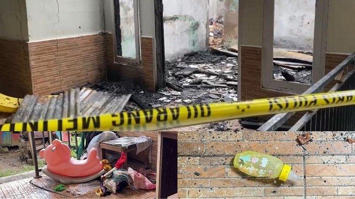 KONDISI RUMAH PASCAKEBAKARAN - Kolase foto rumah korban tiga balita meninggal tragis di Kota Kendari, Provinsi Sulawesi Tenggara (Sultra) pascakebakaran, Rabu (7/5/2025). Pantauan TribunnewsSultra.com, sehari setelah kejadian tersebut, tampak rumah dikelilingi dengan police line atau garis polisi. Tampak mainan kuda, papan perosotan, dan botol susu berwarna kuning tergeletak di teras rumah. Begini pengakuan bocah yang selamat.