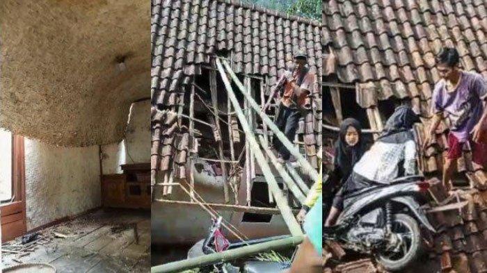 Kondisi Atap Rumah Hancur Usai Motor Bocah Nyungsep saat Ngabuburit