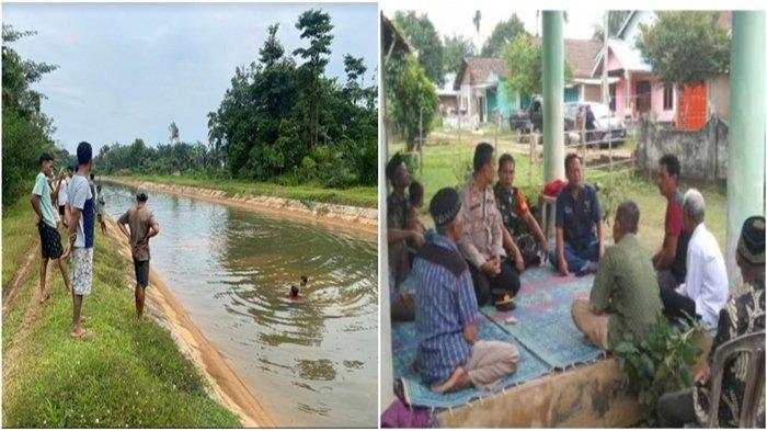 Kronologi kecelakaan menewaskan satu orang jatuh ke Sungai Irigasi Lakitan Musi Rawas, terpeleset suami korban tak sengaja injak gas motor, Kamis (20/7/2023). Lokasi pasutri jatuh ke irigasi Lakitan Musi Rawas dan suasana di rumah duka.