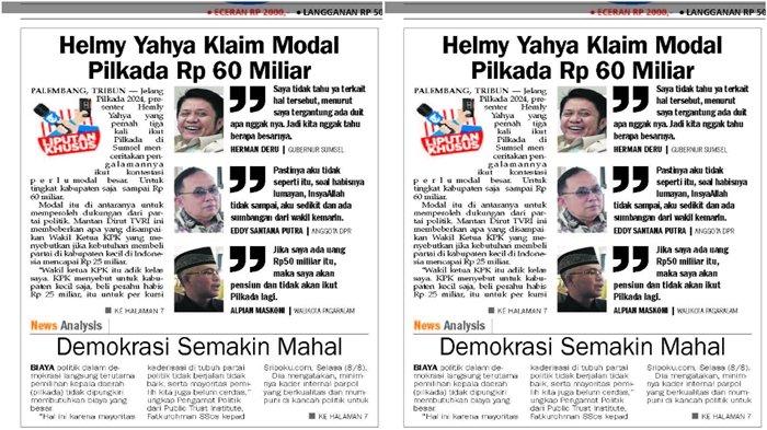 Liputan Khusus Tribun Sumsel modal maju Pilkada Rp 60 miliar diungkap presenter juga tokoh asal Sumsel Helmy Yahya.