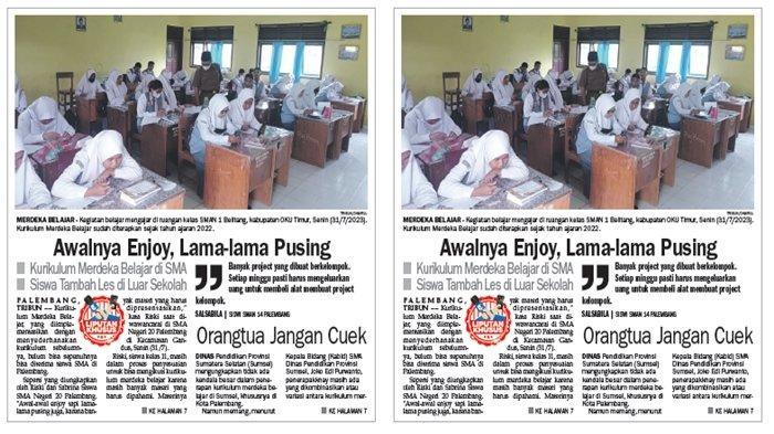 Liputan khusus Tribun Sumsel Kurikulum Merdeka Belajar diakui siswa awalnya enjoy tapi lama-lama bikin pusing.