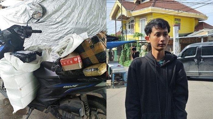 MOTOR KURIR HILANG - Yoga (Kiri) - Motor yang Hilang (Kanan) - Sosok Yoga, Kurir di Palembang yang Motor Serta Paketnya Hilang Dicuri, Pasrah Harus Ganti 138 Paket