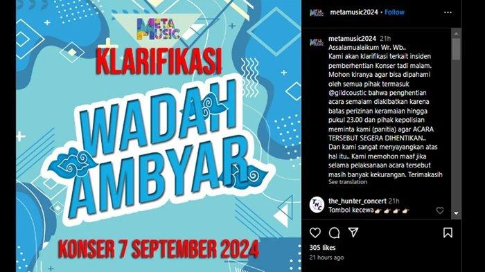 Meta Musik Fest menyampaikan klarifikasi terkait insiden pemberhentian Konser Gilga Sahid.