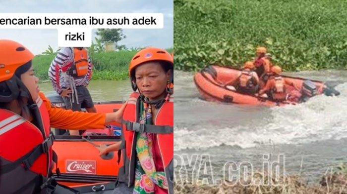 Momen ibu asuh MR, balita yang hanyut di selokan air  di Surabaya ikut susuri sungai usai didatangkan mimp