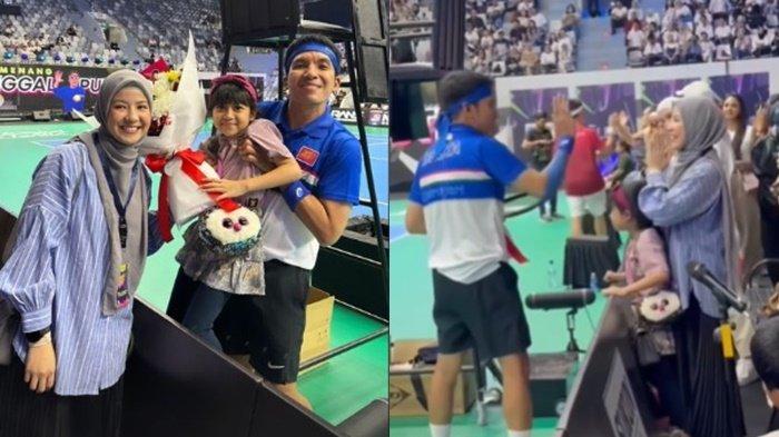Natasha Rizky kepergok menolak diajak tos dengan Desta karena enggan bersentuhan langsung dengan mantan suaminya saat bertanding di event Sporty Party