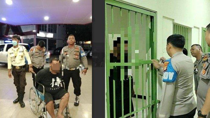 Nikson Pangaribuan (41), seorang oknum polisi ditahan di Mabes Polri usai tega membunuh ibu kandungnya di Kampung Rawajamun, Desa Dayeuh, Kecamatan Cileungsi, Bogor
