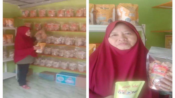 Siti Sulaiha menunjukkan salah satu cemilan kerupuk berbahan dasar lele, Kamis (12/9/2024).