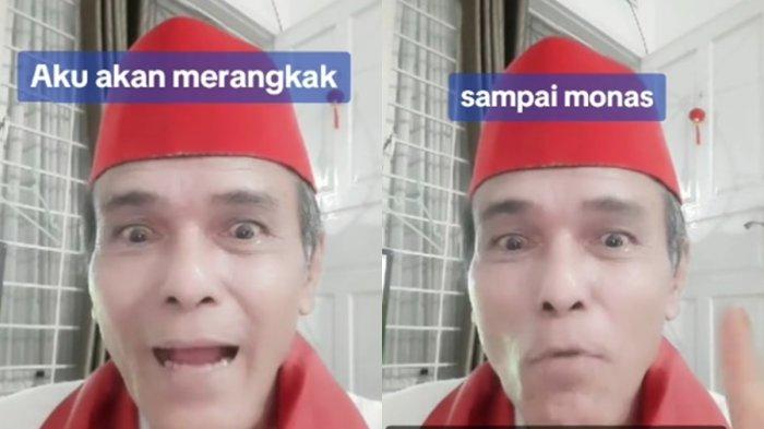 Oscar Dany Susanto, pria berpeci merah kini kembali jadi sorotan akan merangkak sampai Monas jika Ridwan Kamil menang Pilkada DKI Jakarta 2024