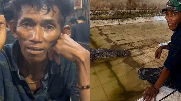 Pak Ambo warga Muara Sungai Guntung, Bontang, Kaltim terisak tangis berpisah dengan buaya riska, kecewa tak dipertemukan saat momen evakuasi