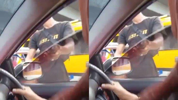 Tangkap layar rekaman aksi pungli oknum tukang parkir Pasar 16 Ilir Palembang terhadap warga