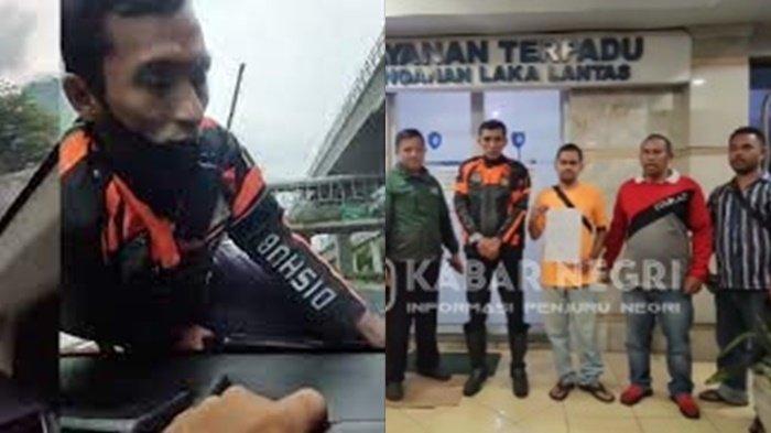Pegawai Dishub naik kap mobil gegara pengemudi tak mau diberhentikan.