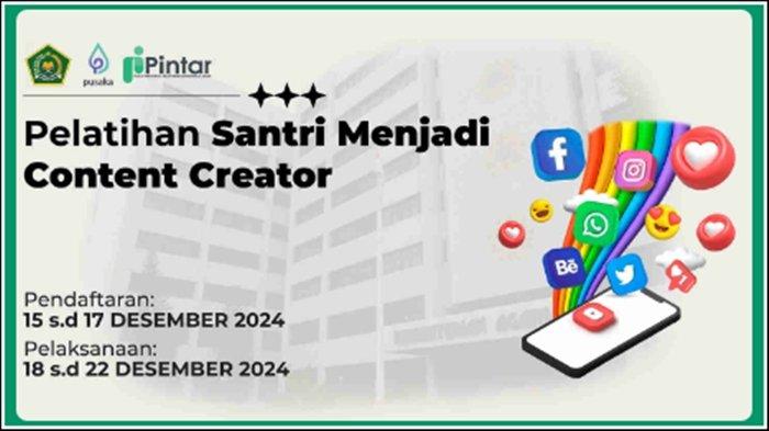 Pelatihan/Short Course Santri Menjadi Content Creator Angkatan II di Pintar Kemenag berlangsung 5 hari, 18-22 Desember 2024.