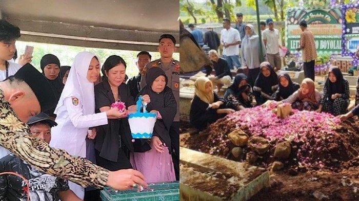 Pemakaman dua anggota polisi Bripda Vabrillian Dean Artono (23) dan Bripda Rio Risna Saputra (23) bersama rombongan Kapolres Boyolali, diwarnai tangis