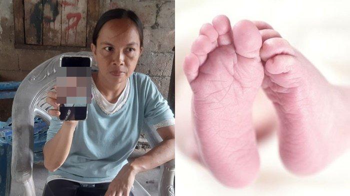 Asiah ibu di Ogan Ilir menunjukkan foto bayinya berusia 3 hari yang meninggal dunia diduga usai disuntik bidan