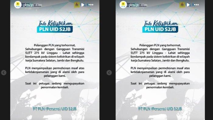 Penyebab Pemadaman Listrik Serentak di Sumsel