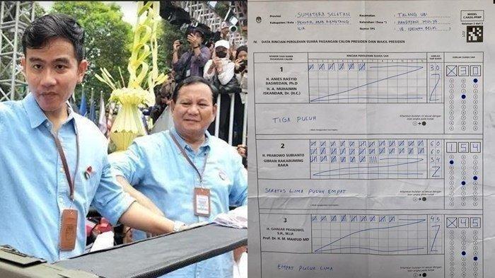 Pasangan Capres-Cawapres nomor urut 02 Prabowo Subianto-Gibran Rakabuming Raka unggul suara pemilu 2024