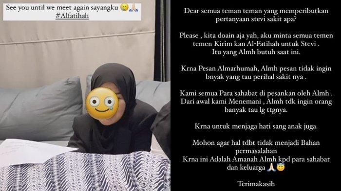 Pesan Stevie Agnecya sebelum meninggal diungkap Marissya Icha.