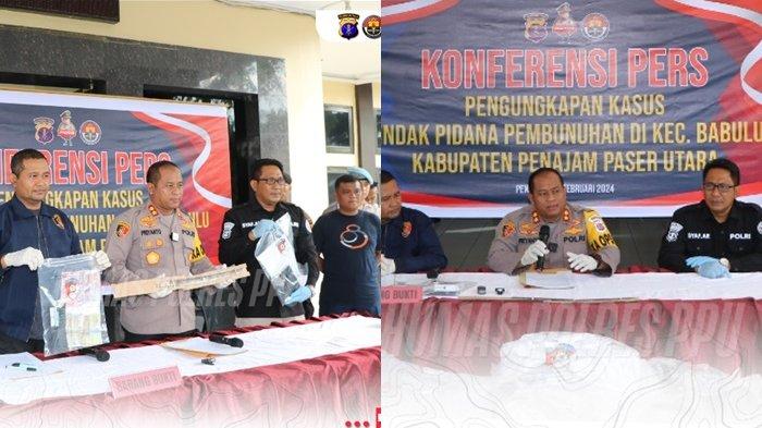 – Polres Penajam Paser Utara (PPU) gelar Konferensi Pers pengungkapan kasus pembunuhan terhadap 5 orang yang merupakan satu keluarga di Desa Babulu Laut (sekunder 8), Kecamatan Babulu, Kabupaten PPU, Selasa (06/02/2024).