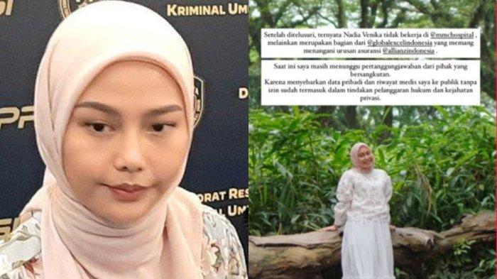 DARA ARAFAH -  Potret Dara Arafah (kiri). Petugas asuransi bernama Nadia Venika resmi diberhentikan dari pekerjaannya setelah terbukti membocorkan data pribadi dan riwayat medis selebgram Dara Arafah ke publik (kanan).