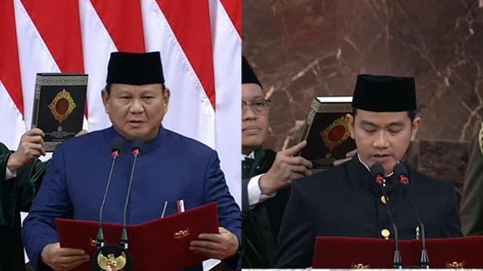 Prabowo Subianto mengucapkan sumpah jabatan dalam Sidang Paripurna Presiden-Wakil Presiden 2024-2029 di hadapan para anggota dan pimpinan MPR RI, Minggu (20/10/2024).