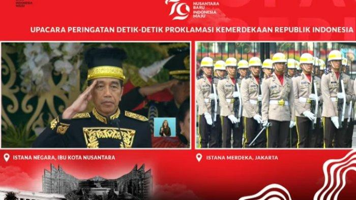 Presiden Jokowi hadir mengenakan pakaian adat Kutai Kalimantan Timur di Upacara Hut 79 RI di IKN