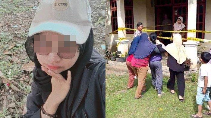 KORBAN PEMBUNUHAN - (kiri) foto korban semasa hidup di akun sosial medianya. (kanan) Orang tua korban histeris di depat rumah Tempat Kejadian Perkara pada Selasa (10/6/2025). Resma Reta (23), perempuan muda di Curup, Bengkulu, ditemukan tewas penuh luka. Dibunuh saat ngobrol lewat Discord.