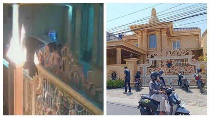 Kolase foto Rumah Hidir Ibrahim, Ketua GP Ansor Lampung dilempar bom molotov Minggu (17/12/2023).