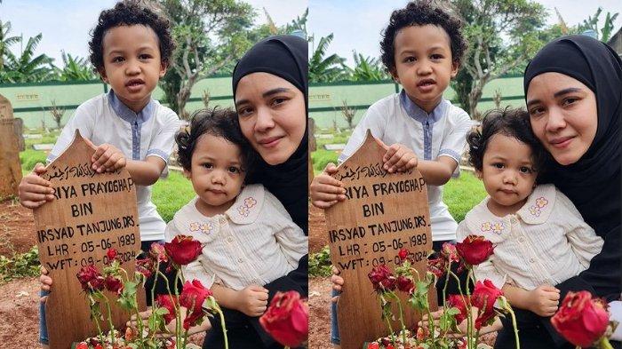 Senyum Fati Ziarah ke Makan Babe Cabita, Tegar Lihat Anak Ceria, Tak Mengerti Ditinggal Ayah