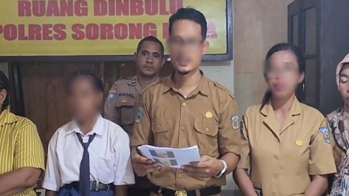 (tengah) Seorang guru di SMP Negeri 3 Kota Sorong, Papua Barat Daya berinisial SA tengah disorot  didenda sebesar Rp100 juta oleh orang tua siswi karena memviralkan aksi siswi inisal ES diduga sedang menggambar alis