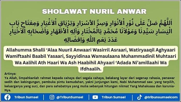 Sholawat Nuril Anwar Lirik Lengkap, Teks Arab Latin dan Artinya