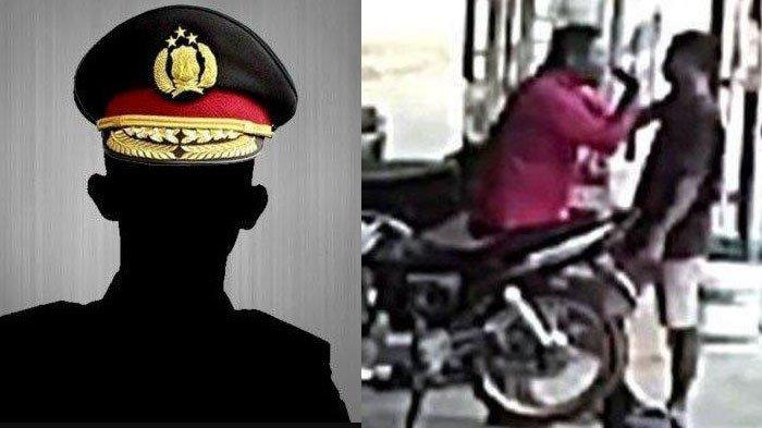 Tangkapan layar video viral oknum polisi bernama Aipda AS aniaya dua remaja hingga sakit tenggorokan dan telinga.