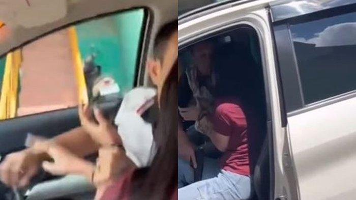 PENGANIAYAAN - Viral Wanita di Palembang Dianiaya Oknum Polisi di Mobil, Sempat Ancam Warga Dengan Senjata Api, Rabu (16/4/2025).