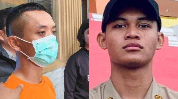 Tampang Tegar Rafi Sanjaya (21) berbaju tahanan, taruna STIP Jakarta yang menjadi tersangka pembunuhan terhadap juniornya.
