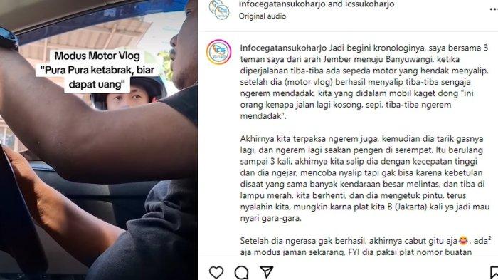 Tengah viral dimedia sosial modus penipuan pengendara motor pura-pura tertabrak mobil agar mendapat ganti rugi.