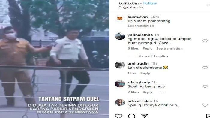 Tangkap layar video pria berseragam ASN tantang satpam berkelahi di Palembang