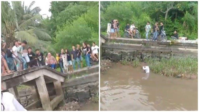 BULLY - Tangkap layar potongan video bully terhadap seorang siswa SMP di Palembang yang terjadi pada Minggu (18/5/2025), sekitar pukul 16.00. Aksi itu terjadi di Jalan Terusan (jembatan-red), Kelurahan 15 Ulu Kecamatan Jakabaring, Palembang. Nenek korban sudah membuat laporan polisi.
