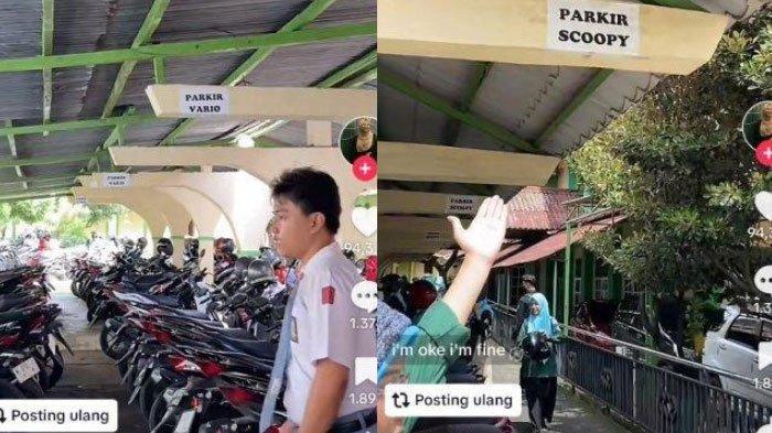 Viral keadaan parkiran sekolah dengan susunan motor berdasarkan merek kendaraan