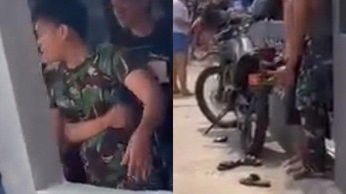 Aksi seorang pria berseragam TNI mengamuk diduga lantaran tidak menyukai keramaian saat HUT kemerdekaan RI.