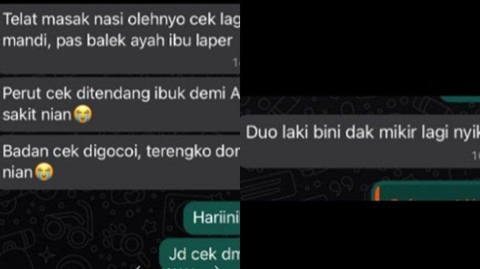Beredar isi chat anak menjadi korban menganiayaan orangtua di Palembang.